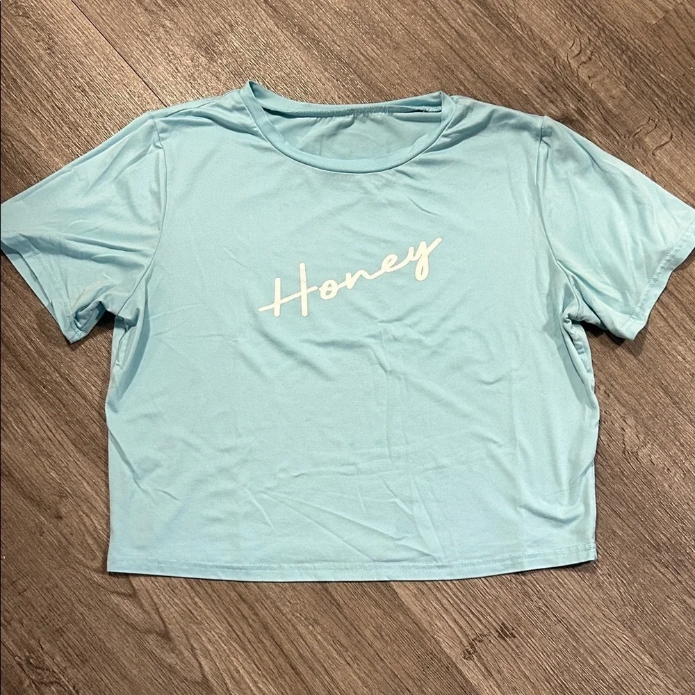 SHEIN Honey Graphic Crop Tee Cute Baby Tee Soft Girl Aesthetic Top